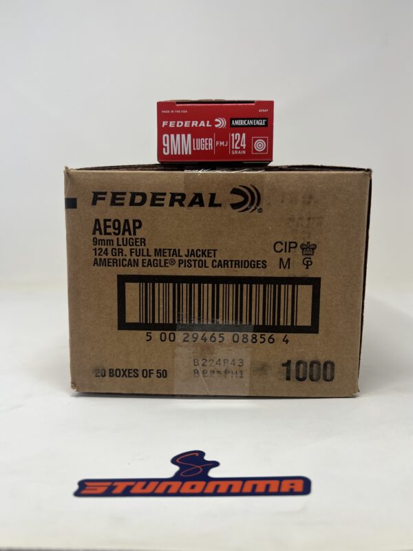 FEDERAL AMERICAN EAGLE 9MM 124GR FMJ 1000 Rounds Free Shipping! 9AP